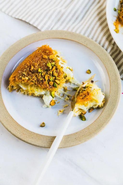 Pistachio-Crusted Knafeh with Orange Blossom Syrup