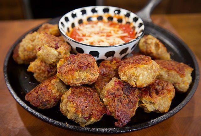 Pizza-Inspired Sausage Balls with Pepperoni