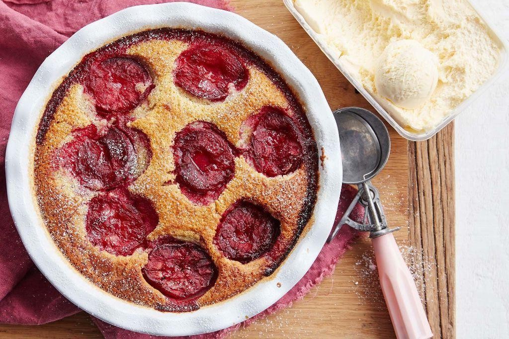 Plum Clafoutis with Vanilla Bean Custard