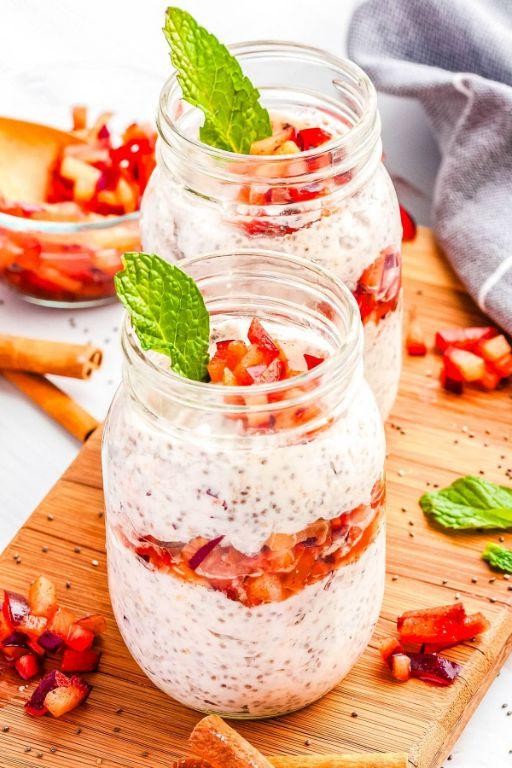 Plum and Coconut Chia Pudding Parfait