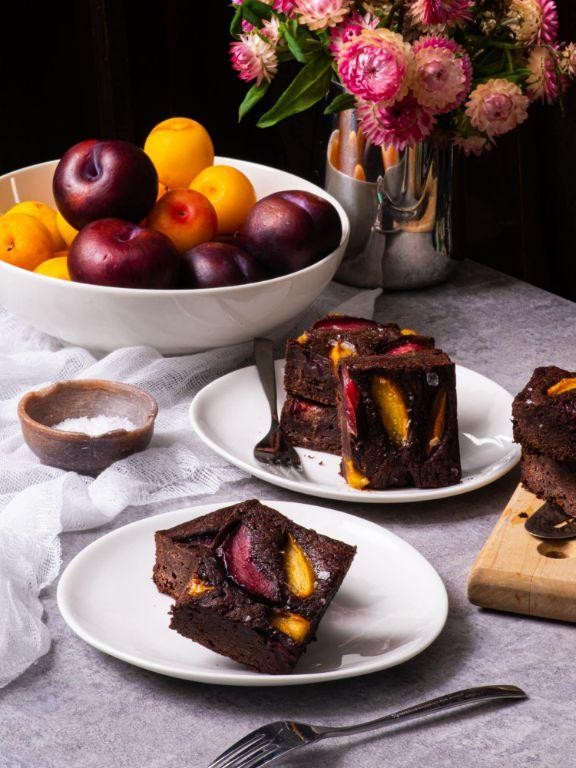 Plum and Dark Chocolate Brownies