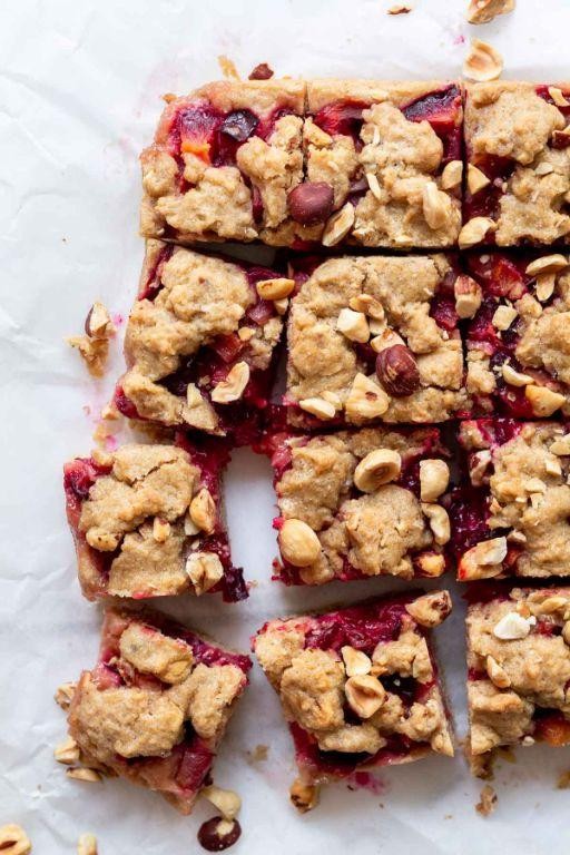 Plum and Hazelnut Crumble Bars