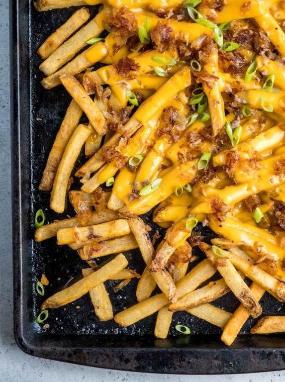 Pommes Frites with Caramelized Onions and Gruyère