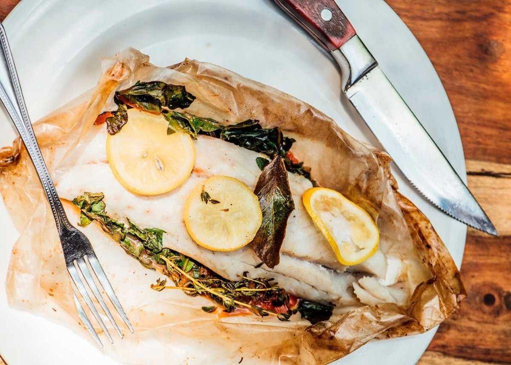 Pompano en Papillote with Vegetables