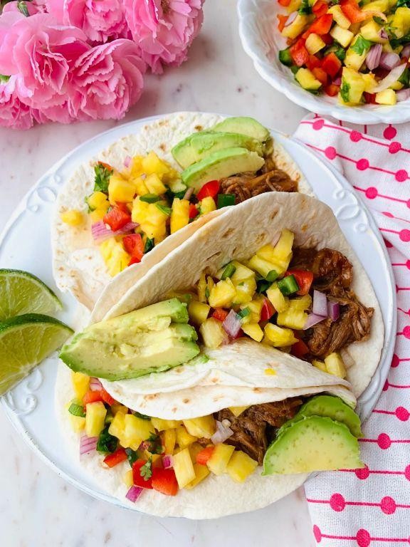 Pork Chilis Fajitas with Pineapple Salsa