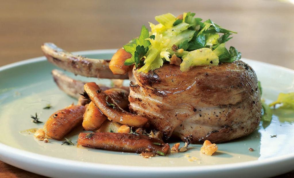 Pork Chop and Apple Salad with Walnuts