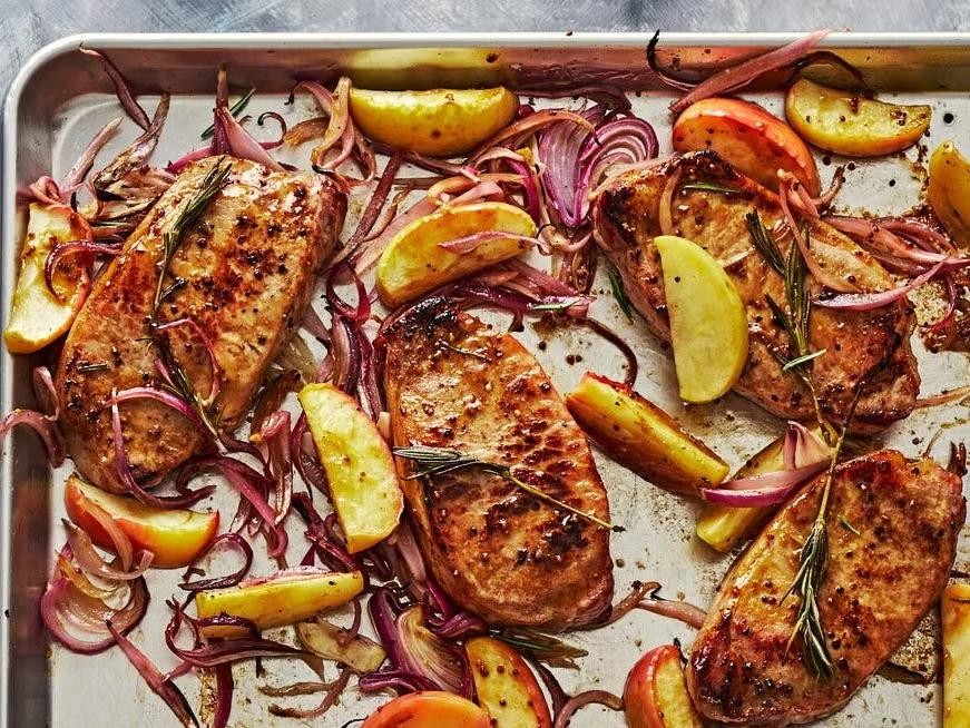 Pork Chop and Apple Sheet Pan Dinner