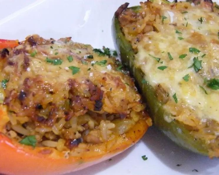 Pork Chop and Rice Stuffed Bell Peppers