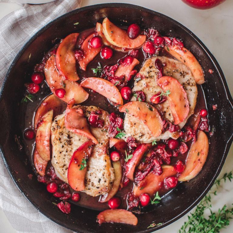Pork Chops with Apple and Cranberry Sauce