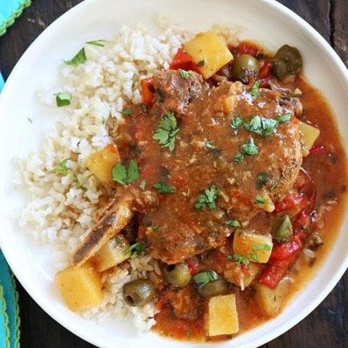 Pork Chops with Sofrito and Olives