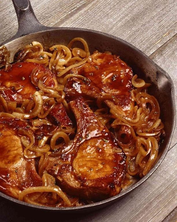 Pork Loin Steak with Caramelized Onions