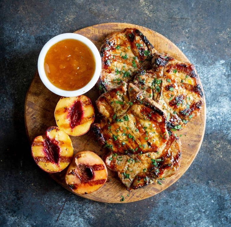 Pork Loin Steak with Peach Bourbon Sauce