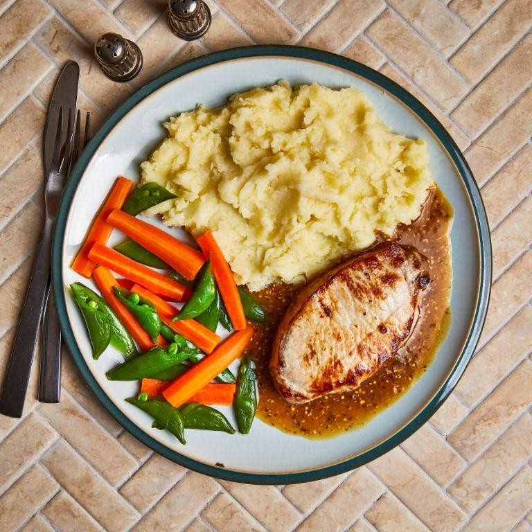 Pork Loin Steak with Roasted Garlic Mash