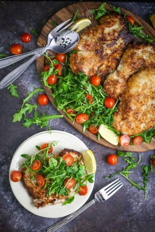 Pork Milanese with Arugula and Cherry Tomatoes