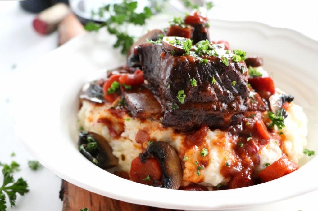 Pork Ribs Braised in Red Wine and Tomatoes