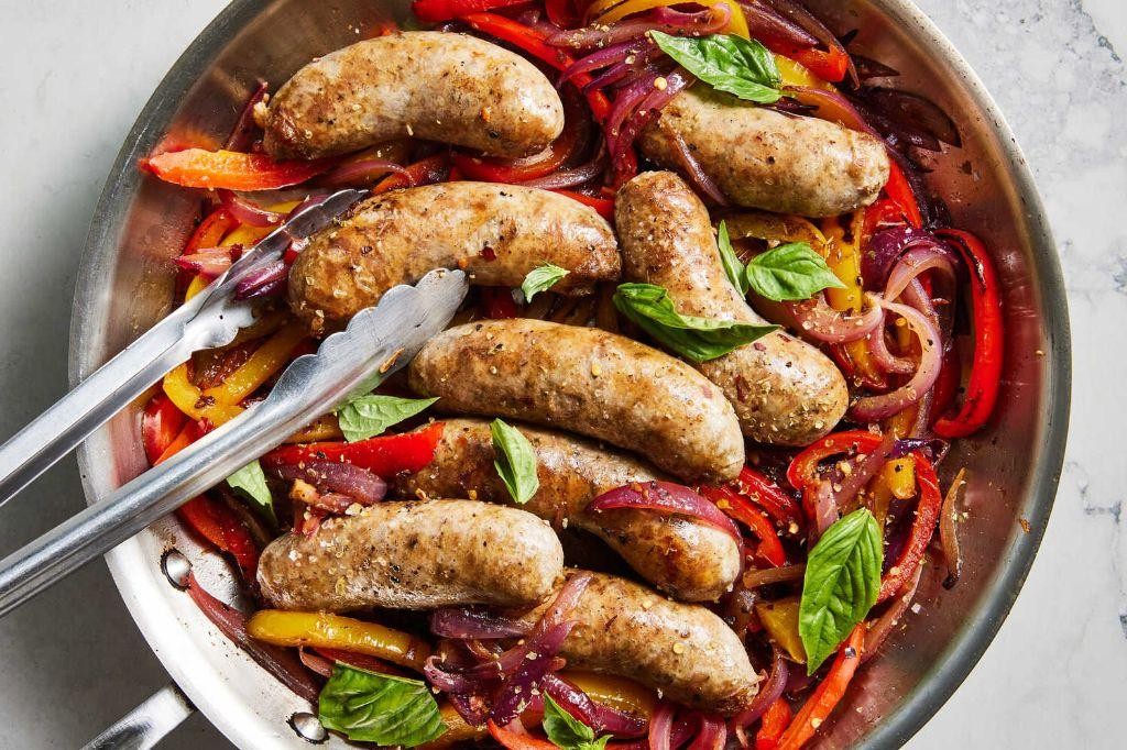 Pork and Fennel Sausage with Peppers and Onions