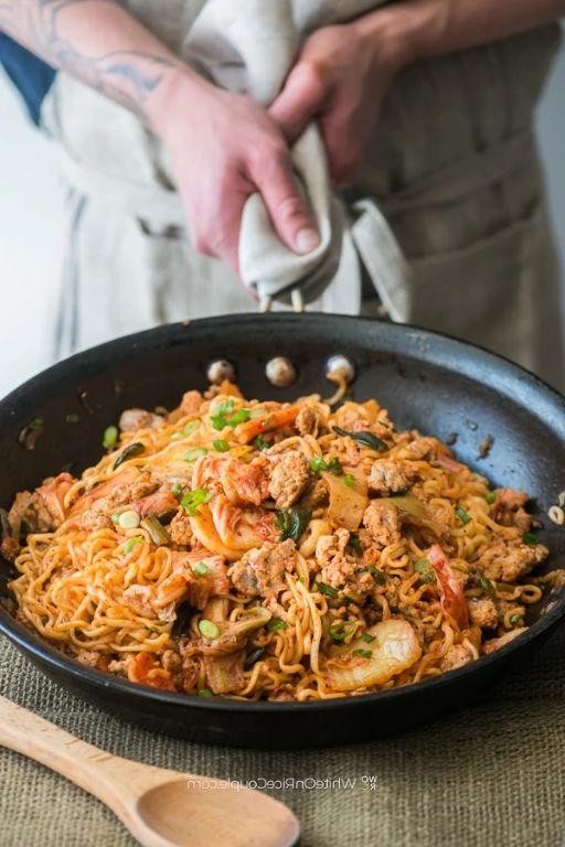 Pork and Kimchi Stir-Fried Noodles
