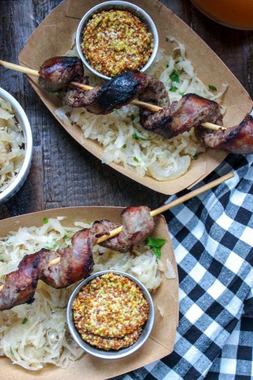 Pork and Sauerkraut Bratwurst Skewers
