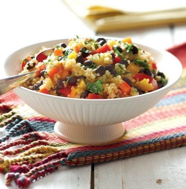 Portable quinoa salad in Tupperware