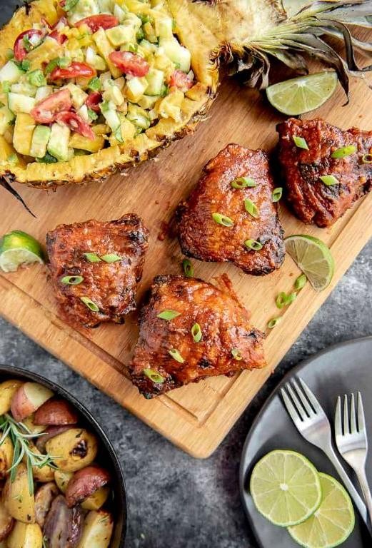 Pressure Cooked Chicken Thighs with Pineapple Salsa