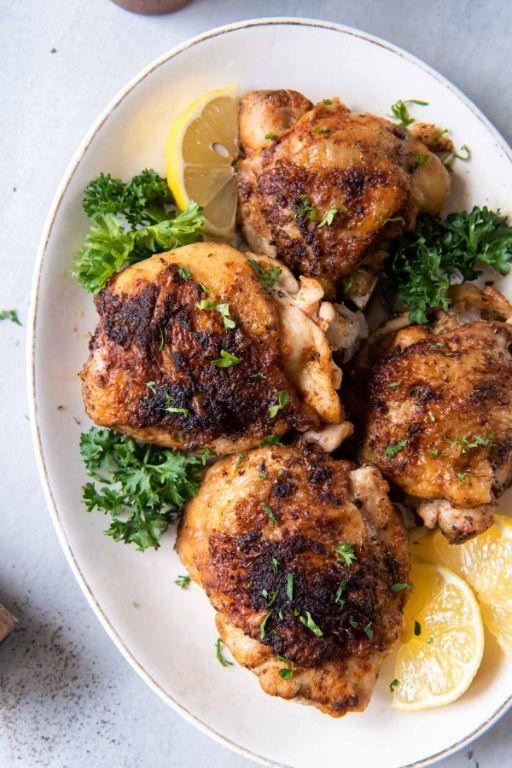 Pressure Cooked Chicken Thighs with Spinach and Feta