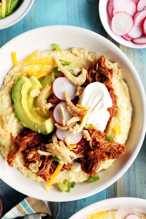 Pulled Pork and Grits with Bourbon Glaze