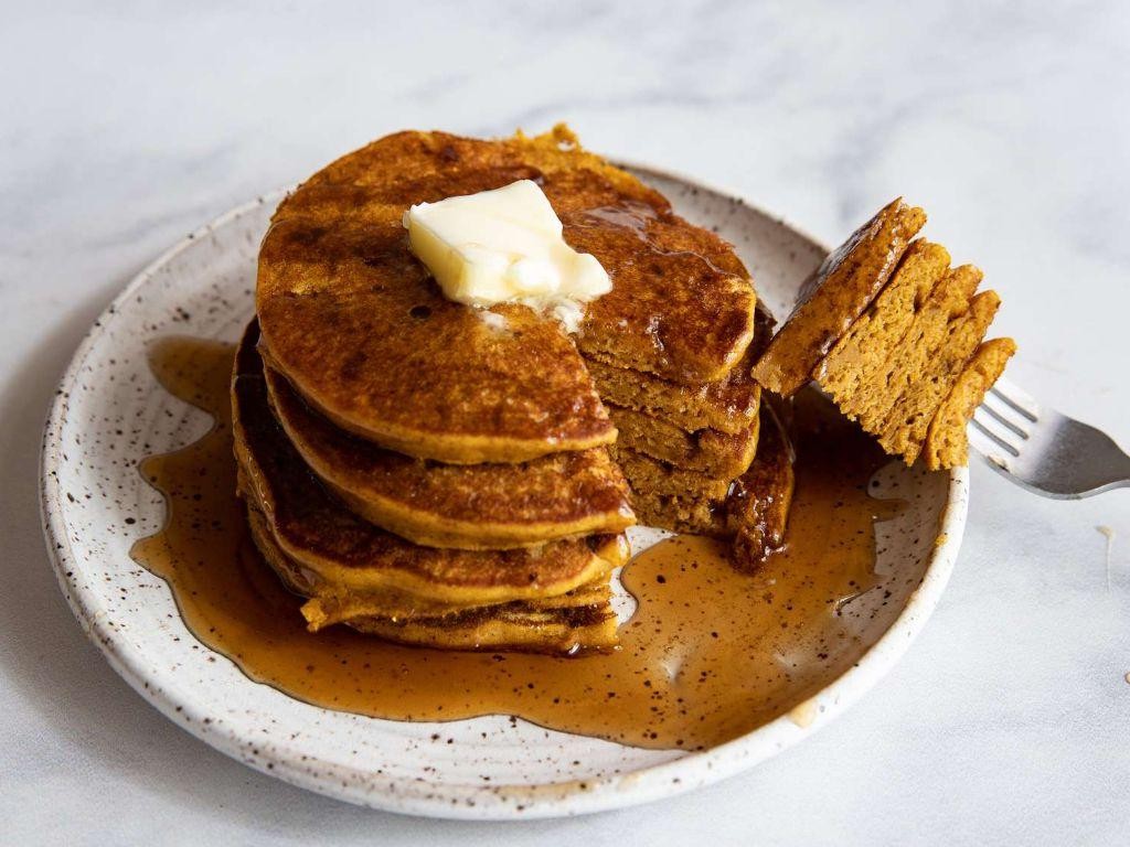 Pumpkin Pancakes with Maple Syrup
