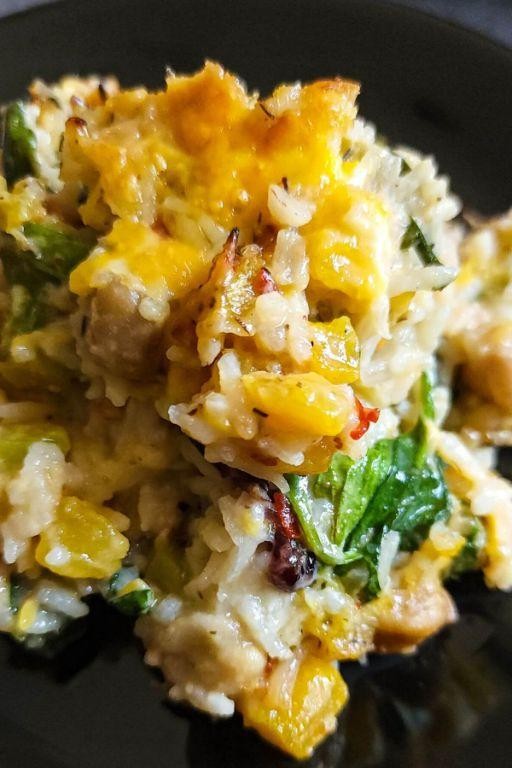 Pumpkin Rice Casserole with Herbs and Parmesan