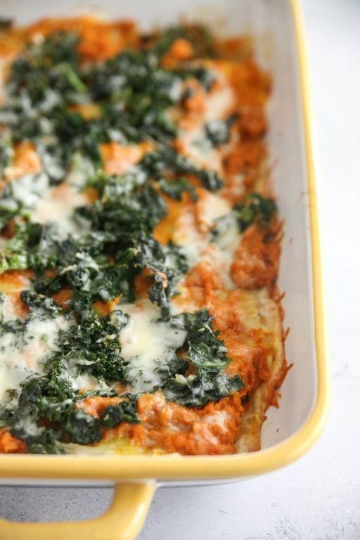 Pumpkin and Kale Casserole with Goat Cheese