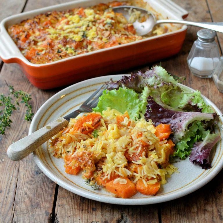 Pumpkin and Wild Rice Casserole with Almonds
