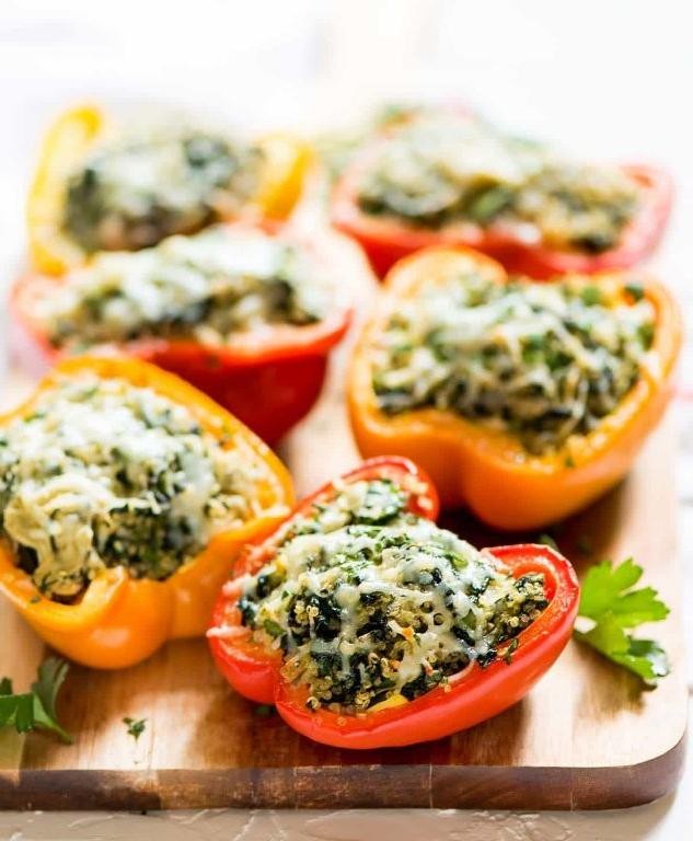 Quinoa and Spinach Stuffed Bell Peppers
