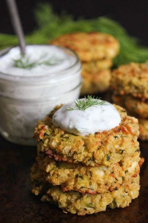 Quinoa and Zucchini Fritters with Greek Yogurt Dip