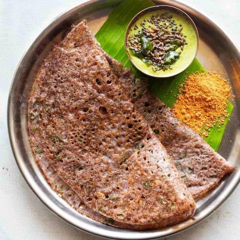 Ragi Flour Dosa with Coconut Chutney
