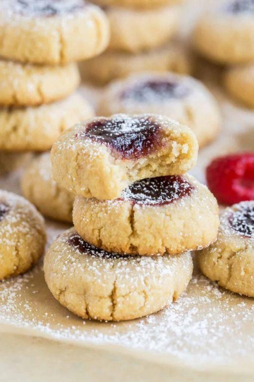 Raspberry Almond Flour Thumbprint Cookies