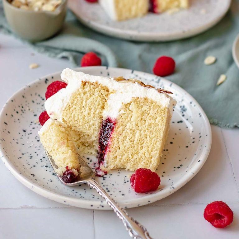 Raspberry Almond Whip Cream Cake