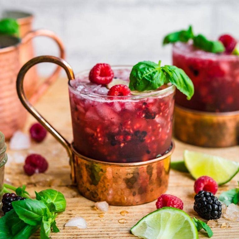 Raspberry Moscow Mule with Basil