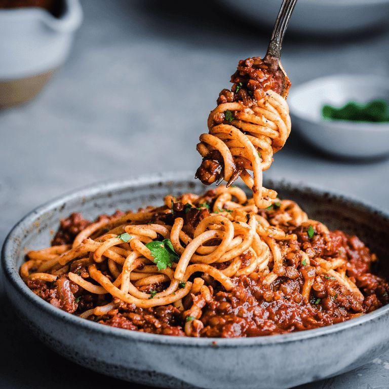 Red Lentil Bolognese with Pasta