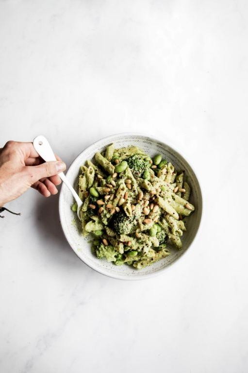 Red Lentil Pasta with Creamy Avocado Sauce