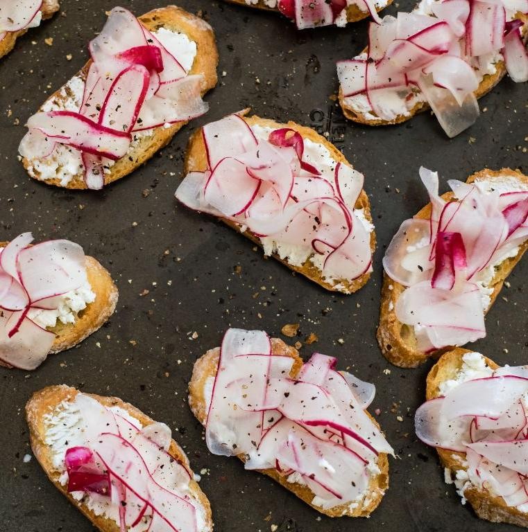 Red Radish and Goat Cheese Crostini