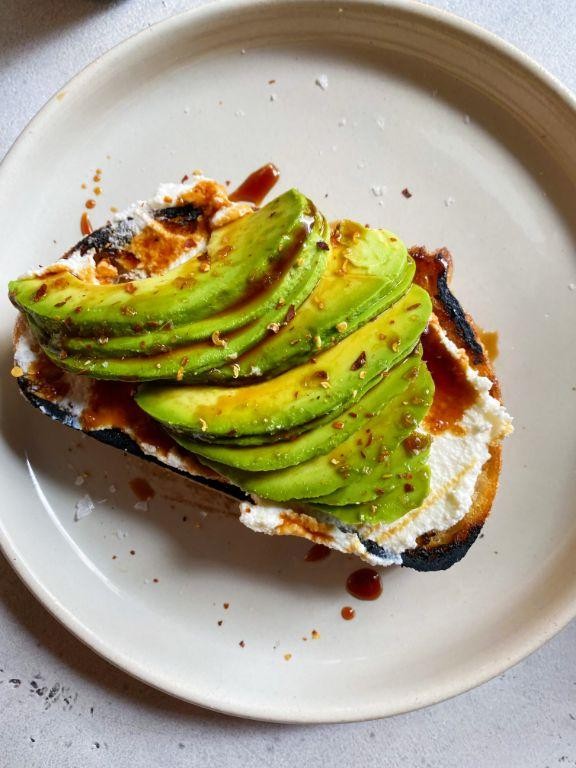 Ricotta and Avocado Toast with Chili Flakes