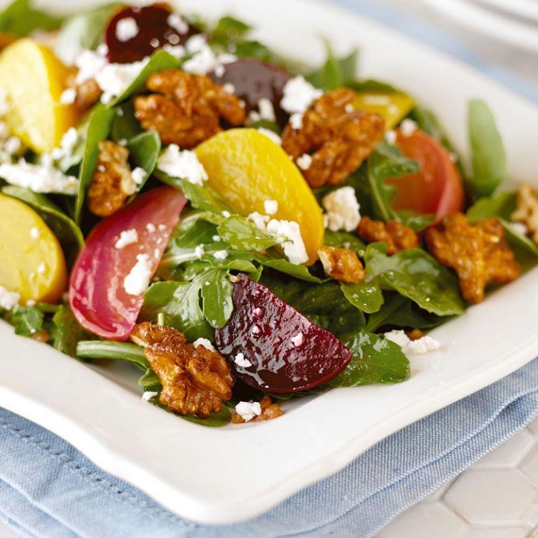 Roasted Beet and Arugula Salad with Walnuts