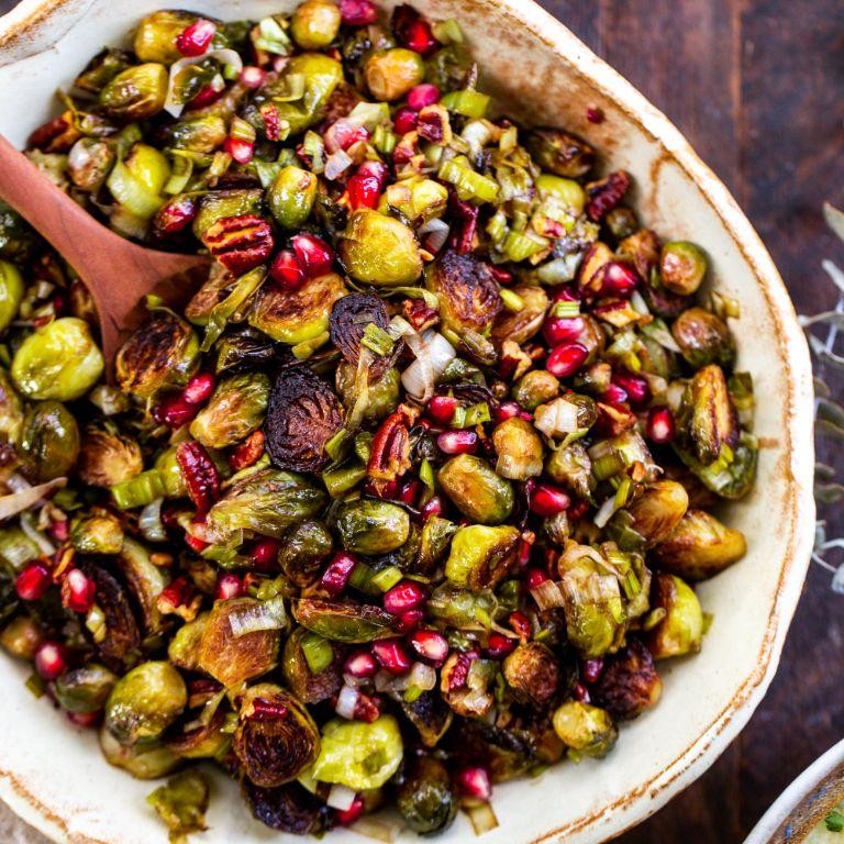 Roasted Brussels Sprouts with Pomegranate Seeds
