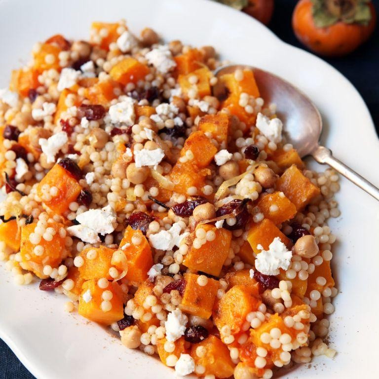 Roasted Butternut Squash Couscous Salad with Cranberries