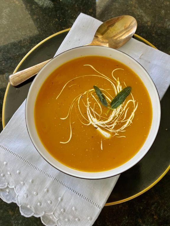 Roasted Butternut Squash Soup with Brown Butter Sage