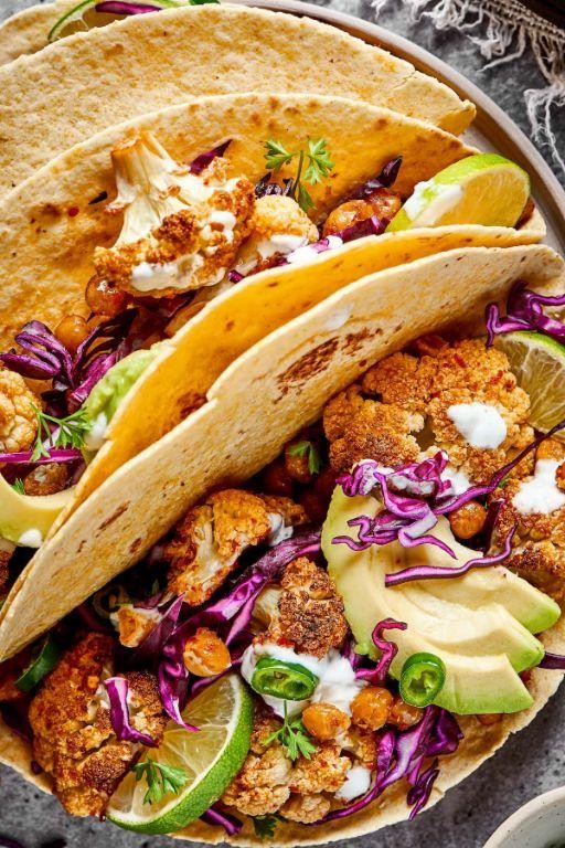 Roasted Cauliflower and Chickpea Tacos