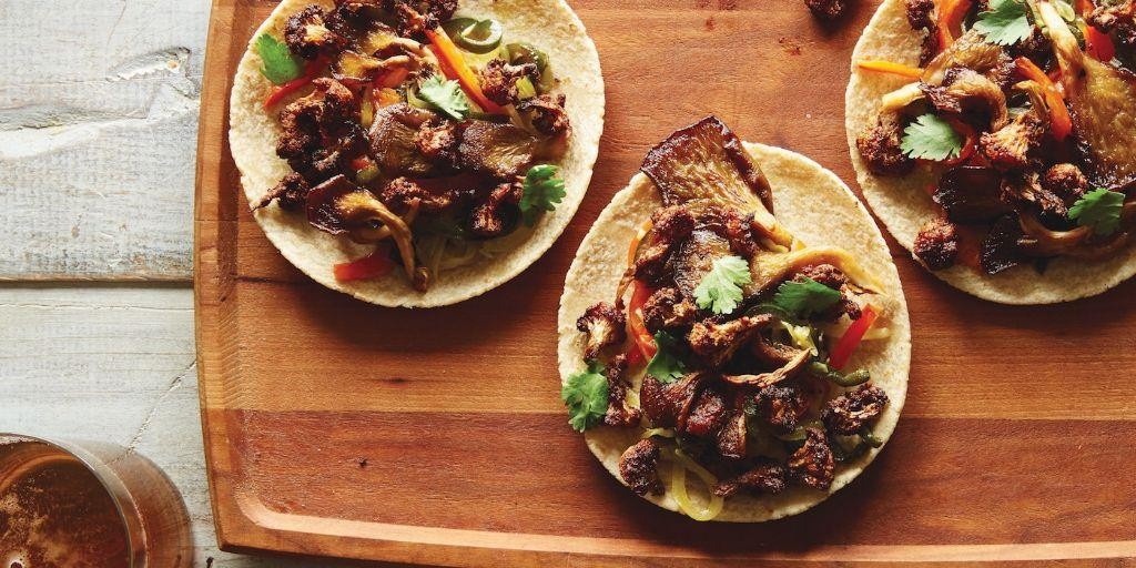 Roasted Cauliflower and Mushroom Tacos