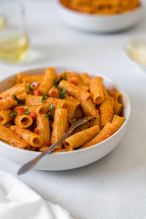Roasted Red Pepper Hearts of Palm Rigatoni