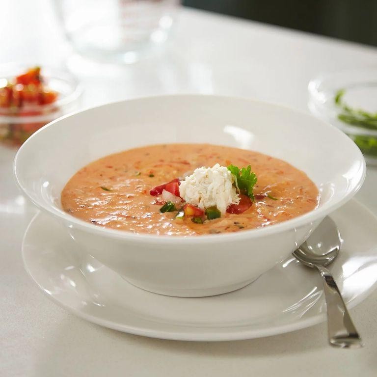 Roasted Red Pepper and Crab Bisque