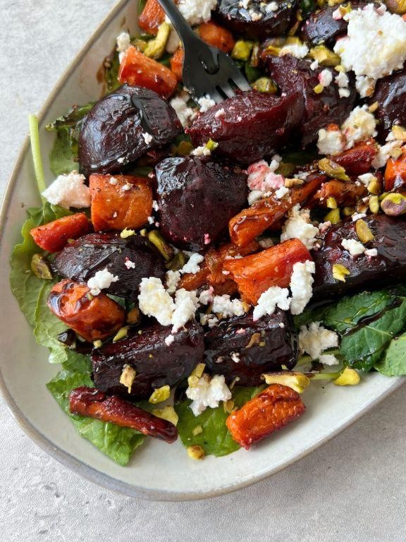 Roasted beet and carrot salad