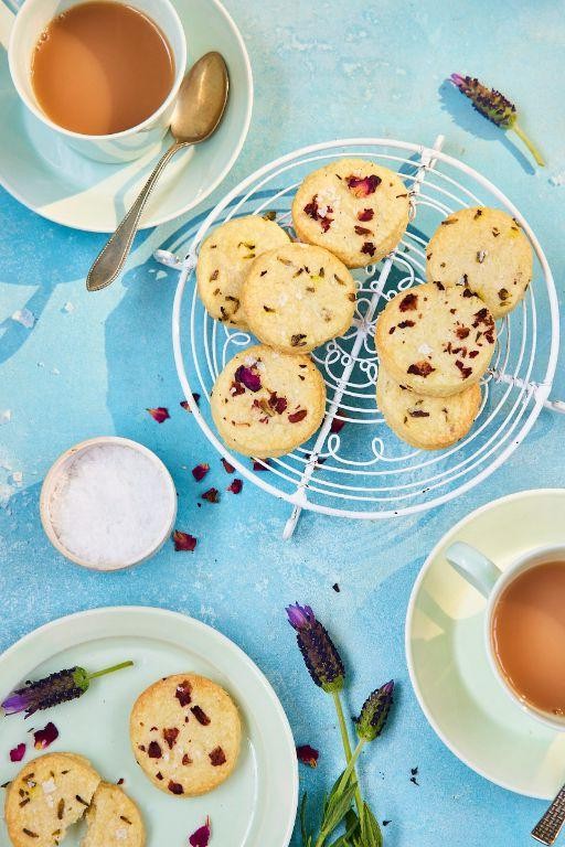 Rose Hip and Lavender Shortbread Cookies